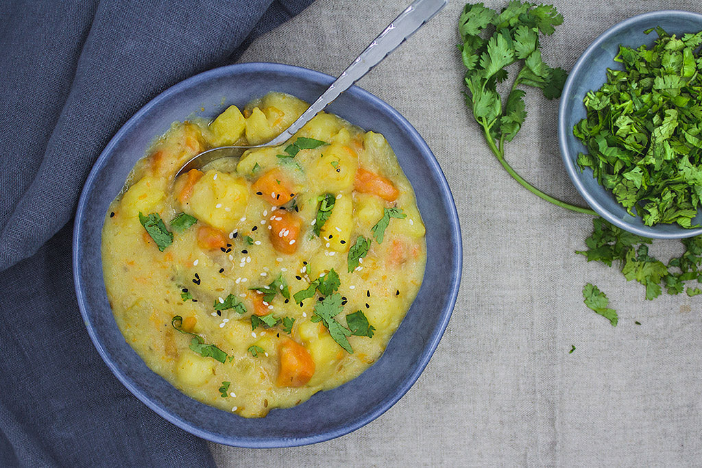 Kohlrabieintopf mit Ingwer und Kokosmilch